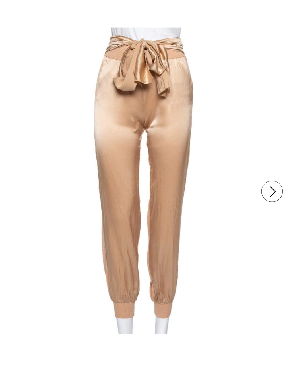 Valentino Satin Tie-Waist Jogger Pants in Champagne Beige
